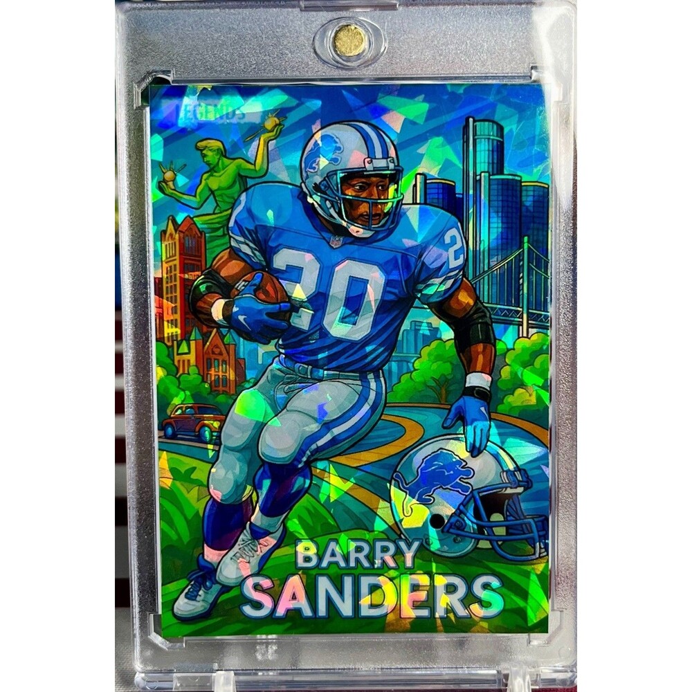 Barry Sanders SP Cracked Ice Holo Custom Trading Card Detroit Lions Short Print